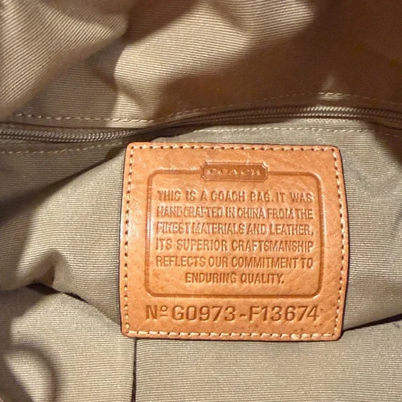 Coach Signature C Tan & Blue Striped Canvas and Leather Shoulder Bag and Wallet - Picture 11 of 17